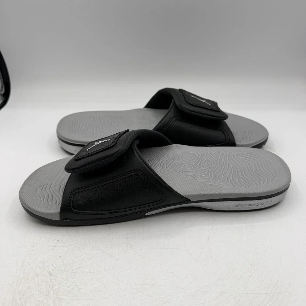 Air Jordan Hydro III Retro Slides Mens 10 Black/Metallic Silver Sandals Slip On